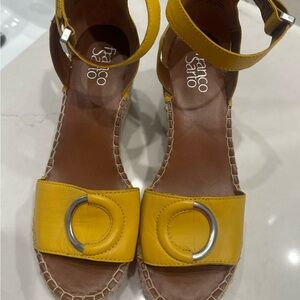 Franco Sarto Yellow Espadrille Shoes with Ankle Strap
